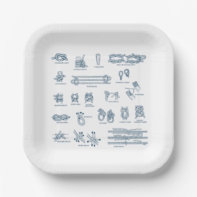 Assiettes En Carton Boutons et ondulations nautiques (Recto)