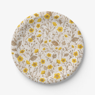 Assiettes En Carton Boutons jaunes et bruns