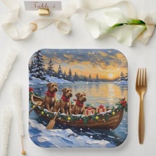 Assiettes En Carton Bouvier des Flandres Bateau de Noël Vacances
