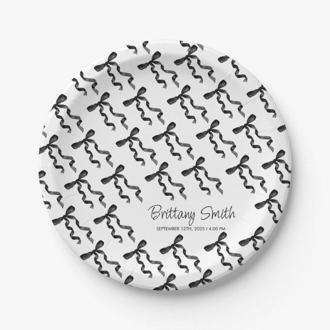 Assiettes En Carton Bow noir (Devant)