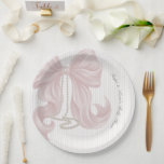 Assiettes En Carton Bow Pearl Girl Baby Shower<br><div class="desc">Elegant timeless striped themed baby shower plate</div>