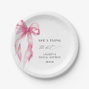 Assiettes En Carton Bow rose vif Elle noue la Fête des mariées de noeu