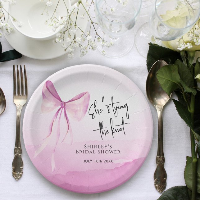 Assiettes En Carton Bow rose vif Elle noue la Fête des mariées de noeu (Créateur téléchargé)