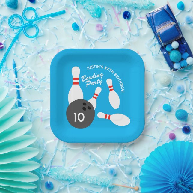 Assiettes En Carton Bowling Anniversaire fête thème Plaques papier car (Fête)