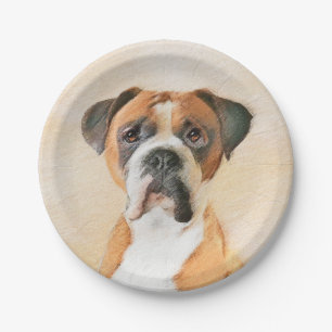 Assiettes En Carton Boxer Dog Peinture Non Décroché Art animal origina