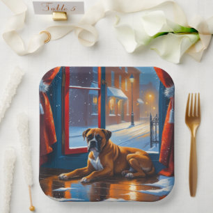 Assiettes En Carton Boxeur avec lumières de Noël vacances