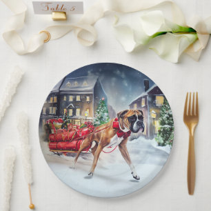 Assiettes En Carton Boxeur Saison des Fêtes de Noël