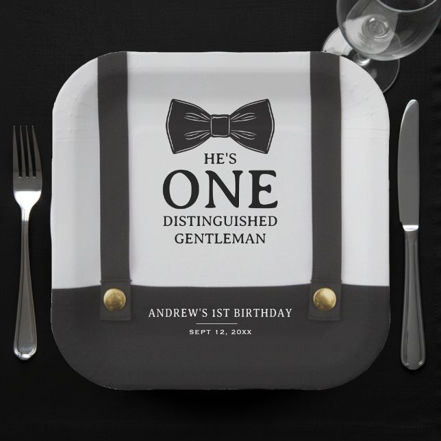 Assiettes En Carton Boy 1st Birthday One Distinguished Gentleman (Créateur téléchargé)