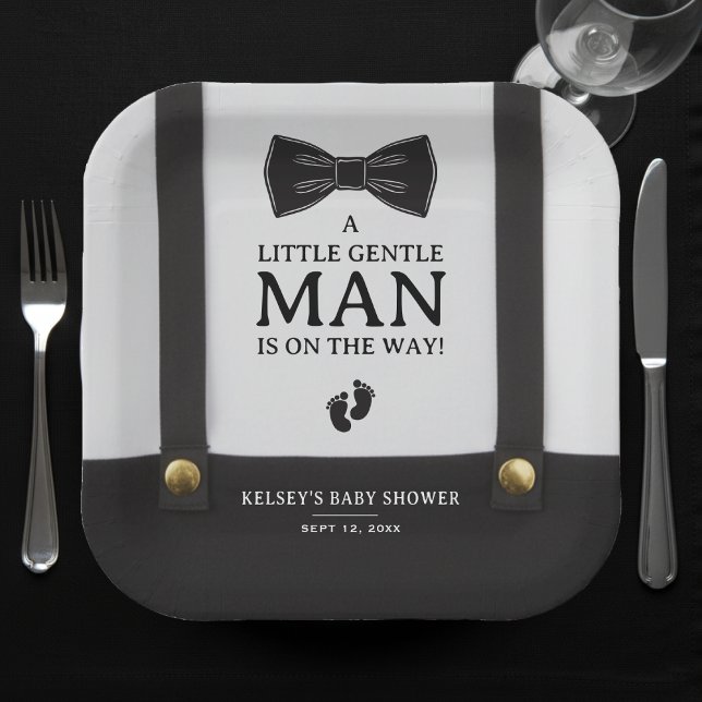 Assiettes En Carton Boy Baby Shower A Little Gentleman Suspenders (Boy Baby Shower A Little Gentleman Suspenders Paper Plates
)