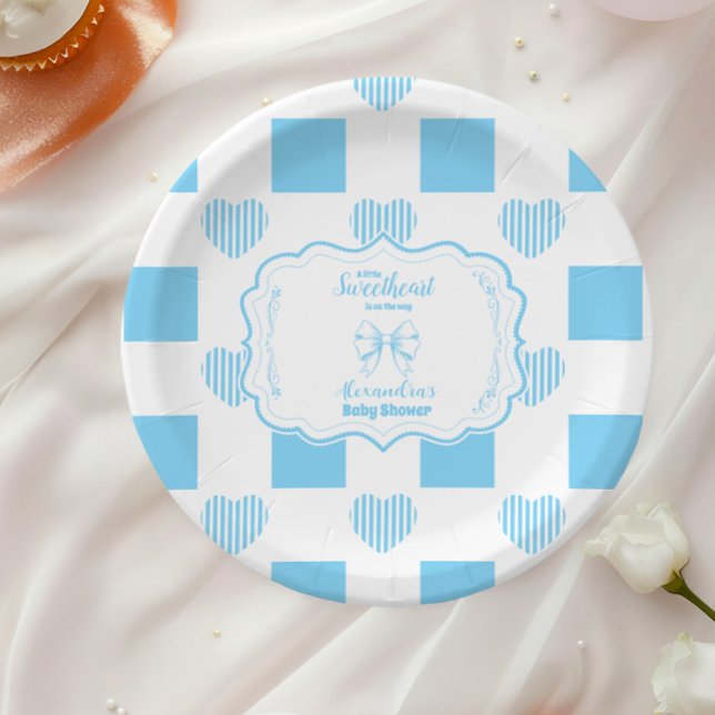 Assiettes En Carton Boy Blue Valentine's Day Hearts Baby shower (Créateur téléchargé)