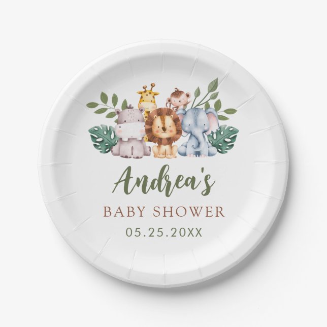 Assiettes En Carton Boy Safari Jungle Baby shower Plaques papier (Devant)