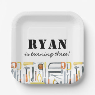 Assiettes En Carton Boy's Construction Builder Anniversaire