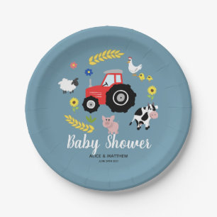 Assiettes En Carton Boys Cute Farm Animaux et Baby shower Red Tractor