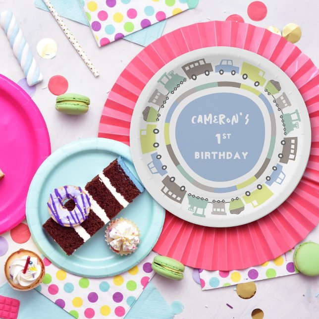 Assiettes En Carton Boys Jouets Pastel Blue Transport Enfant Fête d'an (Boy's Toys Pastel Blue Cute Transport Kid's 1st Birthday Party Paper Plates @ fatfatin_mini_me)