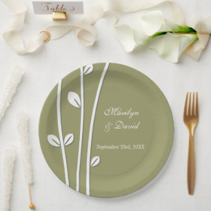 Assiettes En Carton Branches blanches en feuilles