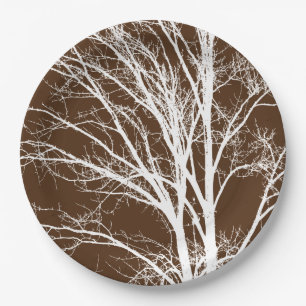 Assiettes En Carton Branches Brown de l'arbre blanc