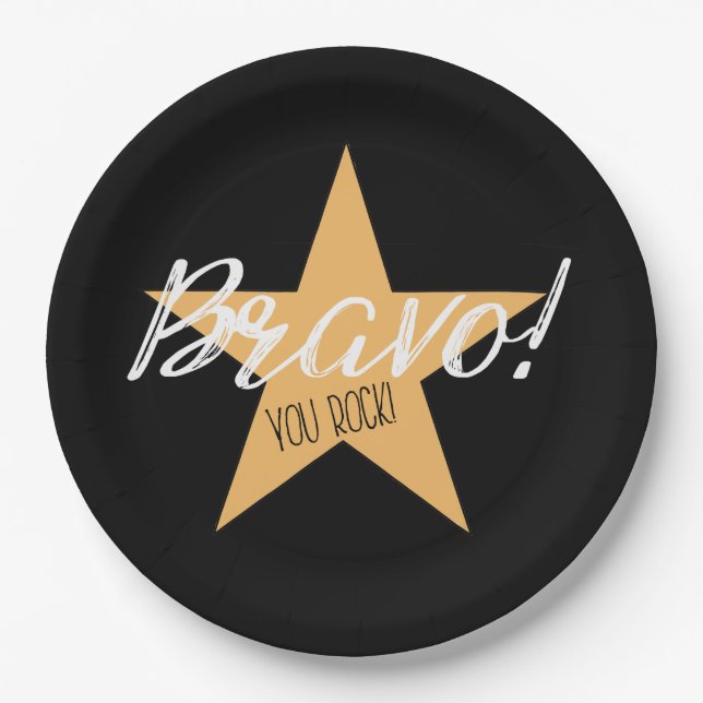 ASSIETTES EN CARTON "BRAVO ! TU ROCK !" (Devant)