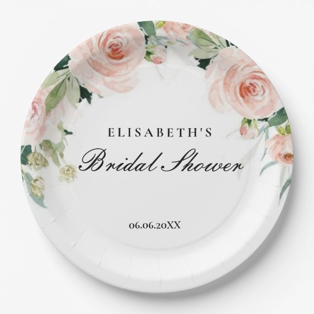 Assiettes En Carton Bridal shower rosa oro floral Foam Boards (Devant)