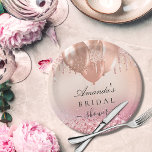 Assiettes En Carton Bridal shower rose gold blush glitter name<br><div class="desc">A stylish rose gold and blush pink background with faux glitter drips and balloons. Personalize and add a name.</div>