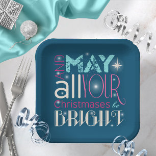 Assiettes En Carton Bright Christmas Typography ID264