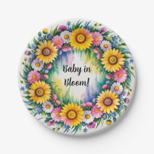 Assiettes En Carton Bright Daisies et Baby shower de fille Fleur sauva