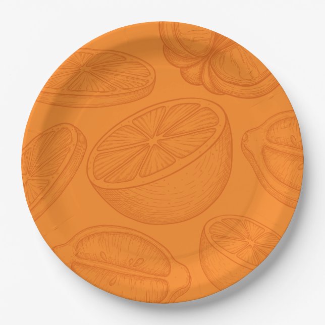 Assiettes En Carton Bright Minimalist Citrus Bridal Shower (Devant)