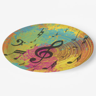 Assiettes En Carton Bright Music Notes sur l'explosion des couleurs