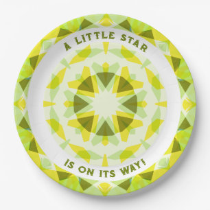 Assiettes En Carton Bright Yellow Green Star Baby shower de révélation