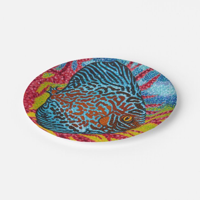 Assiettes En Carton Brillant poisson tropical II (Angle)