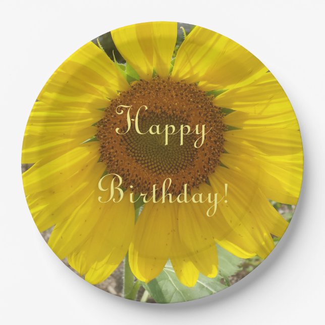 Assiettes En Carton Brillant Tournesol Jaune Plaque Papier Anniversair (Devant)