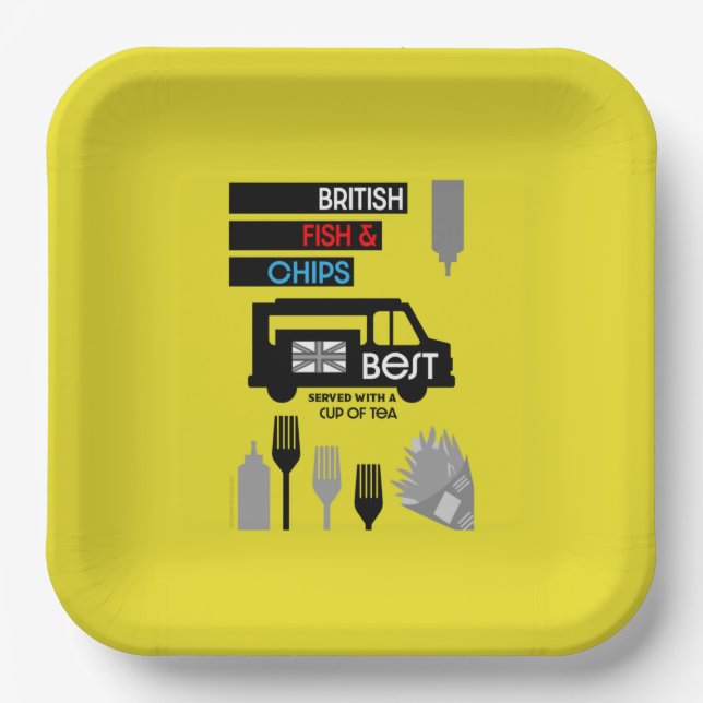 Assiettes En Carton British Classic Fish and Chips (Recto)