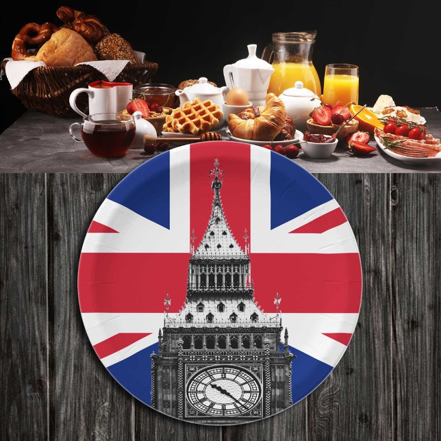 Assiettes En Carton British Flag & Big Ben - Londres, Royaume-Uni /fan (Créateur téléchargé)