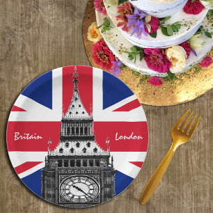 Assiettes En Carton British Flag & Big Ben - Londres, Royaume-Uni/fans