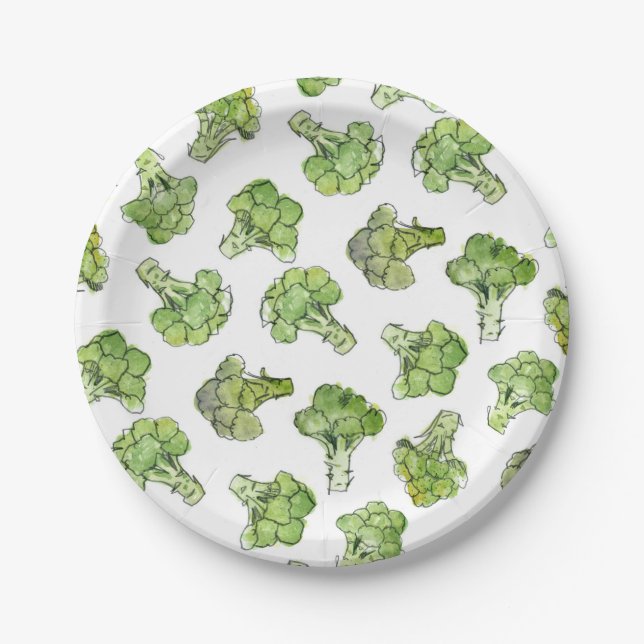 Assiettes En Carton brocoli - dispersé (Devant)