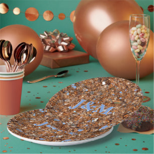 Assiettes En Carton Bronze en verre d'or avec initiales