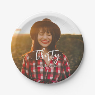 Assiettes En Carton Brosse Lettrage photo personnalisée Fête d'anniver