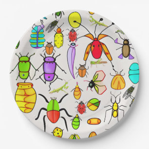 Assiettes En Carton Brouilles et insectes étranges