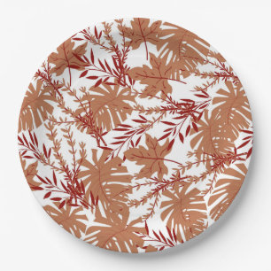 Assiettes En Carton Brown Automne Floral Feuille Y2K Motif