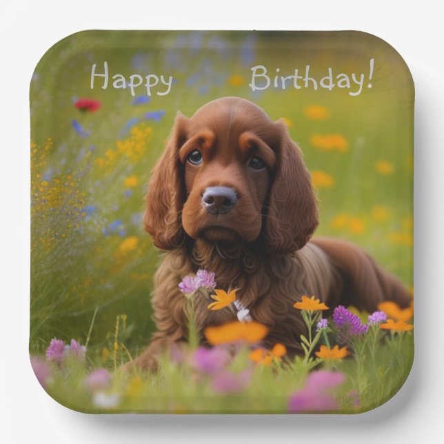 Assiettes En Carton Brown Cocker Spaniel (Recto)
