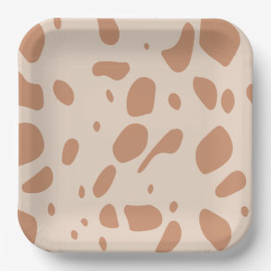Assiettes En Carton Brown et crème tacheté