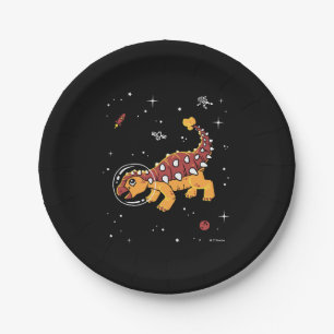 Assiettes En Carton Brown Et Tan Ankylosaurus Dinos Dans L'Espace