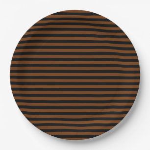 Assiettes En Carton Brown noir rayures Motif sans couleur