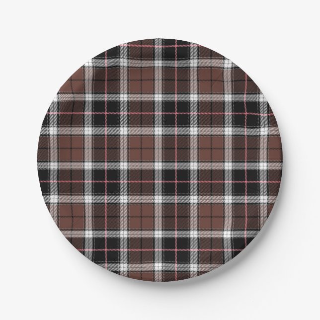 Assiettes En Carton Brown Plaid (Devant)