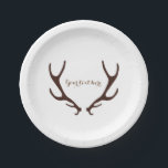 Assiettes En Carton Brown Rustic Antlers Mariage Réception<br><div class="desc">Réception Mariage Brown Rustique Antlers. Customisez avec tout texte. Des éléments correspondants sont disponibles.</div>