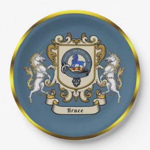 Assiettes En Carton Bruce Clan Badge Bleu Personnalisé