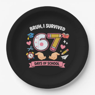Assiettes En Carton Bruh j'ai survécu 67 jours d'école