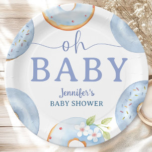 Assiettes En Carton Brunch Baby Shower Beignets Bleus 