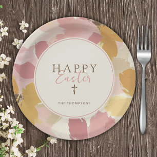 Assiettes En Carton Brunch de Pâques moderne rose floral