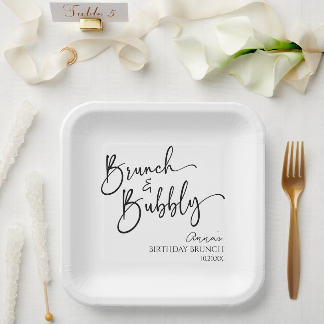 Assiettes En Carton Brunch élégant et fête de brunch d'anniversaire Bu (Mariage)