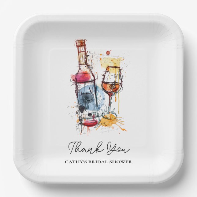 Assiettes En Carton Brunch et Champagne pour EVJF Champagne 9"Carré (Recto)